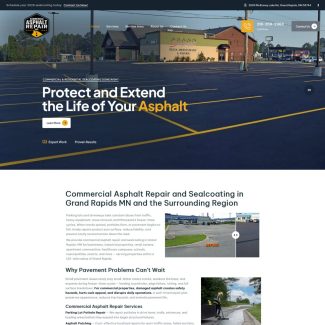 <a href="https://www.commercialasphaltrepair.com" target="_blank" rel="noopener"><strong>Visit Commercial Asphalt Repair, Inc."</a></strong> Expert commercial & residential sealcoating, crack & pothole repair, plus commercial parking lot sweeping, snow plowing & ice control. Serving 125-mi radius of Grand Rapids, including Bemidji, Walker, Brainerd, Hibbing, Ely, Cloquet. Free estimates: 218-259-2363.