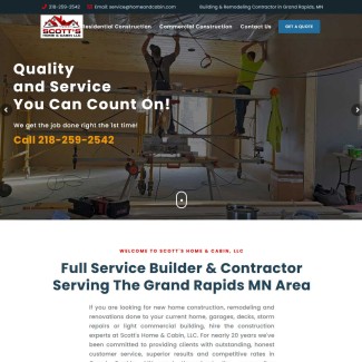<a href="https://www.homeandcabin.com" target="_blank" rel="noopener"><strong>Visit Scott's Home & Cabin, LLC"</a></strong> Residential & Commercial Builder & Contrator in the Grand Rapids, MN Area.